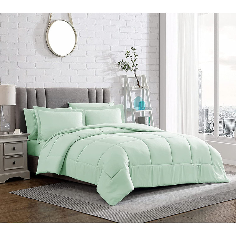 Ensemble d'édredon en microfibre , Menthe, Édredon pour très grand lit + 2 très grandes ta