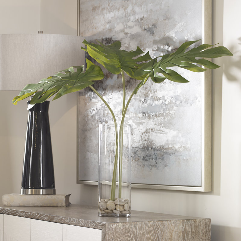 30'' Faux Palm Plant in Glass Vase