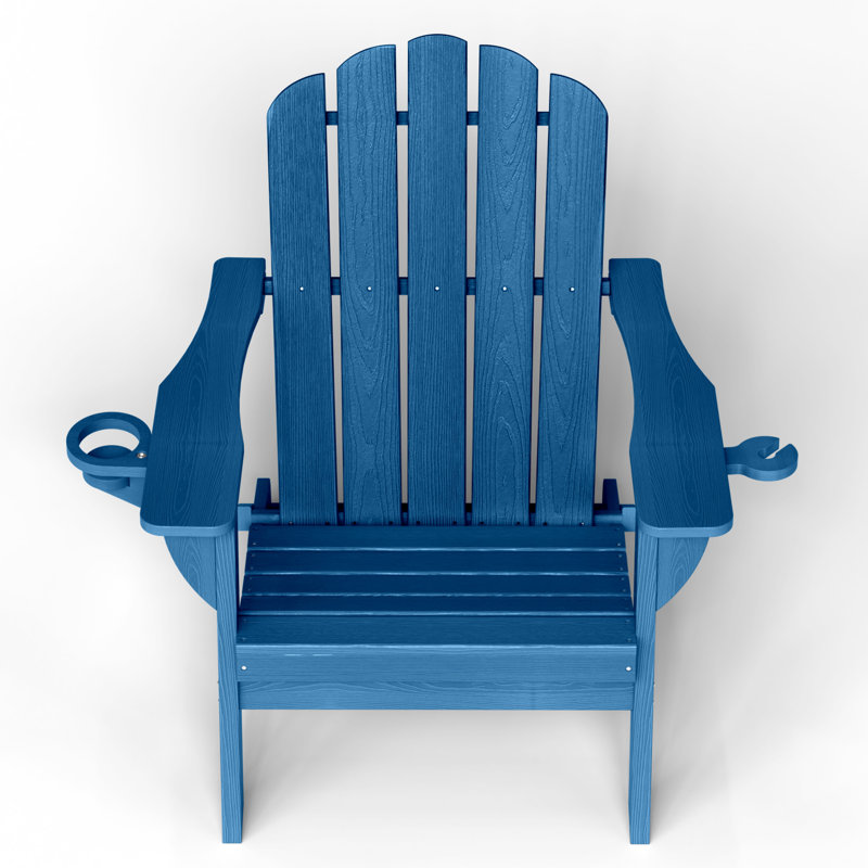 Fauteuil Adirondack pliable surdimensionné en PEHD résistant aux intempéries avec porte-gobelet, Marine