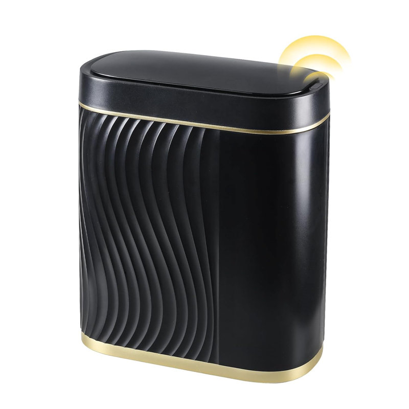 White and Gold Touchless 2 Gallon Plastic Trash Bin