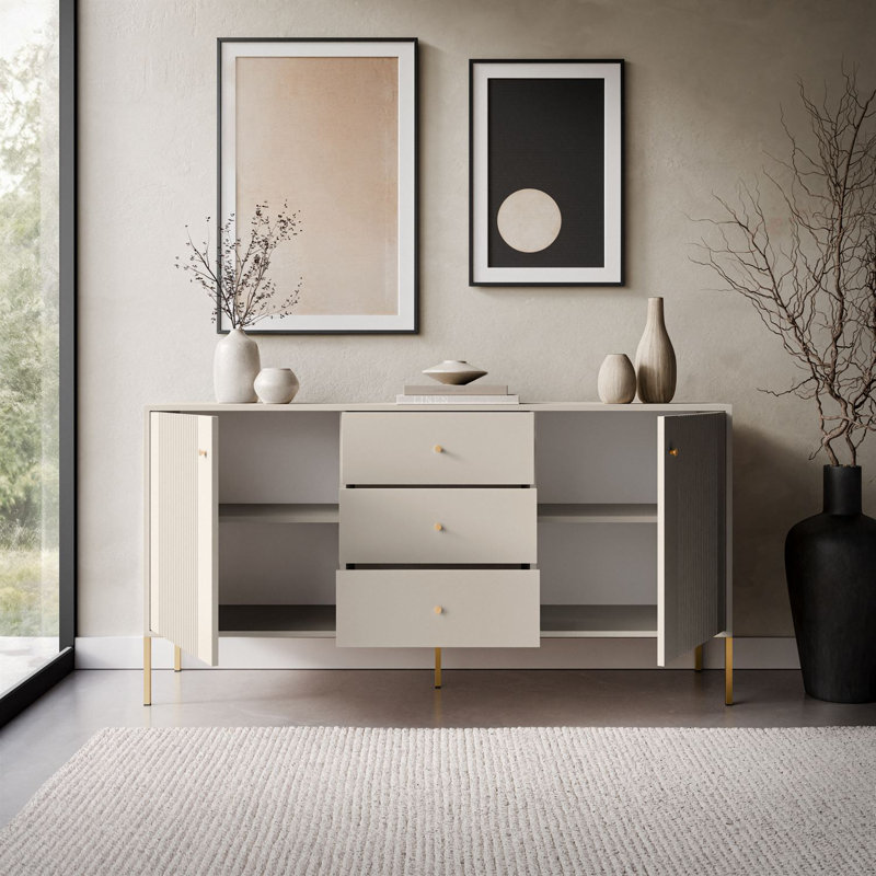155cm Sideboard, cashmere + gold legs