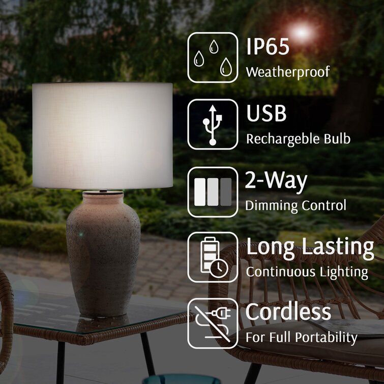 Anshita 25'' Battery Powered Integrated LED Outdoor Table Lamp