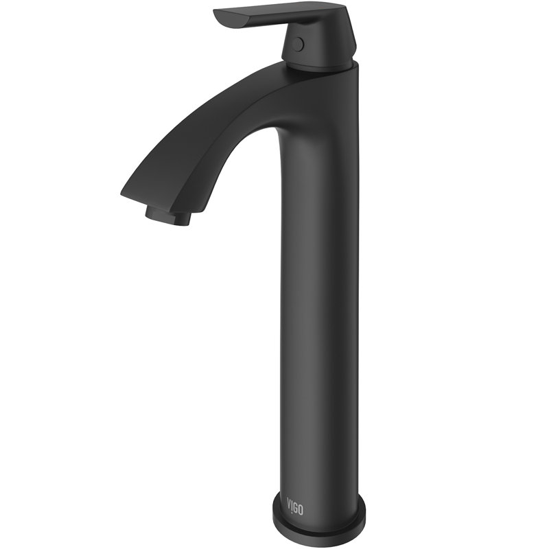Robinet de lavabo vasque à poignée simple H 12 po Linus, Noir mat, Système de drainage non compris