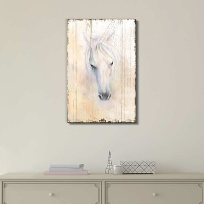 Horse " Beautifully Drawn White Horse On A Vintage "