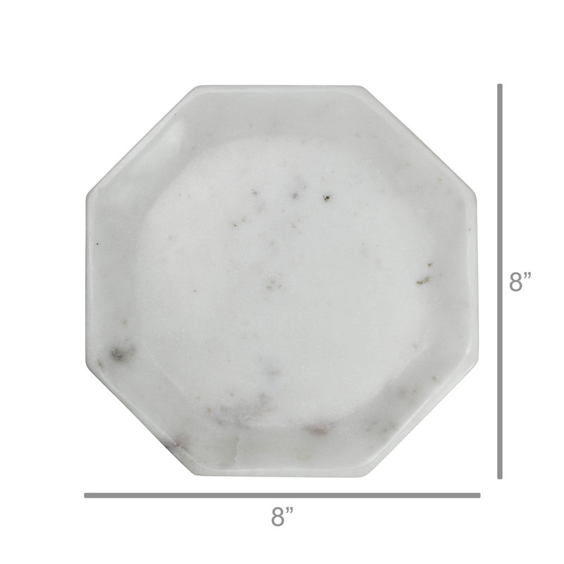 Small White Marble Octagon Appetizer Plate, 8-Inch