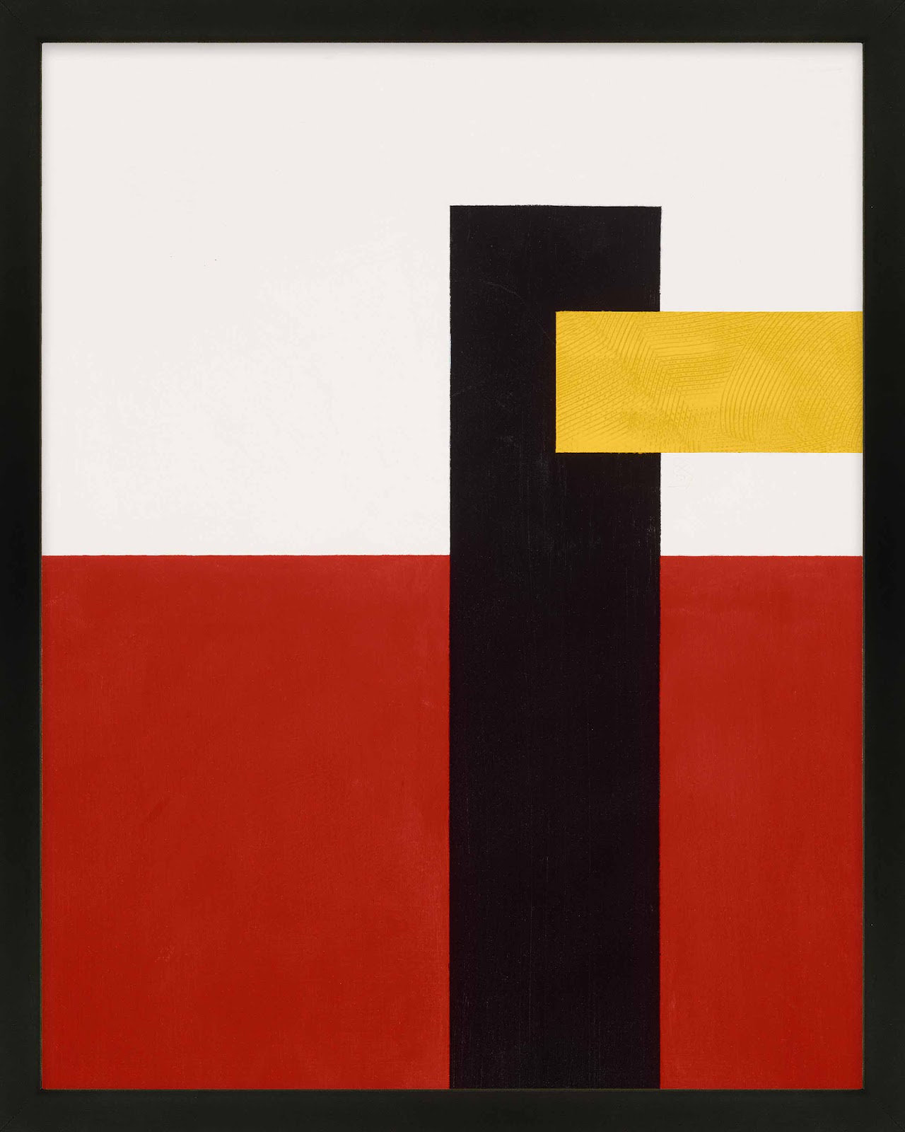 Composition With Yellow 4 by Robert Kamnatnik, Black Framed Paper, 38" H x 30" W x 1.25" D