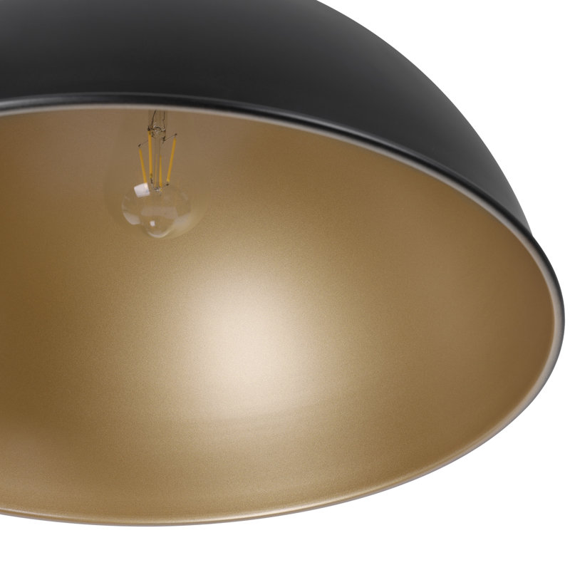 Luminaire suspendu pour îlot de cuisine à 1 dôme 17,7 po Lysander, H 56,7 po x l 17,7 po x P 17,7 po, Noir mat