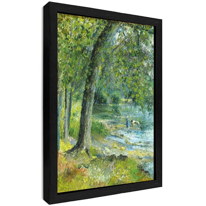 Décoration murale de luxe avec cadre en bois noir River Woods, œuvre d'art tendue dans un cadre noir, H 17 po x l 13 po