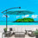 Parasol de terrasse à énergie solaire 10 pi avec parasol 8 lumières à DEL avec manivelle et base transversale pour terrasse de jardin et abri de piscine extérieur