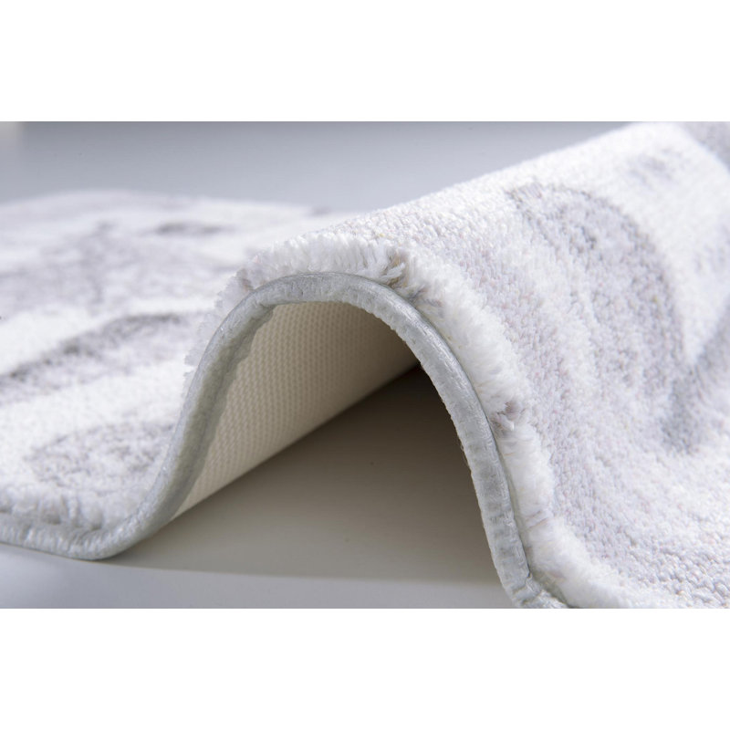 Tapis pour salle de bain Shockley, Gris / blanc