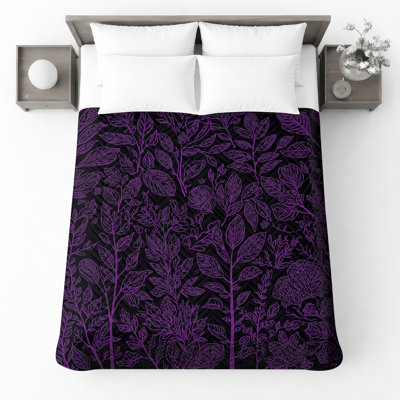 Couvre-lit matelassé mauve Botanical Illustration