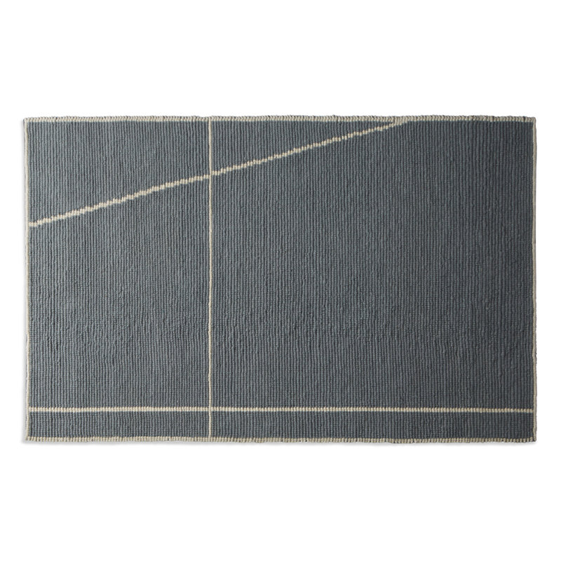 Collet Wool Geometric Area Rug in Haze/Ivory, Rectangle 5' x 8', Gray/Ivory