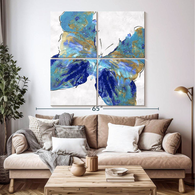 Brampt Blue Butterfly Gold Streaks, 50" H x 50" W