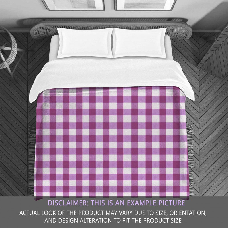 Gingham Comforter, Twin Comforter, Purple/White