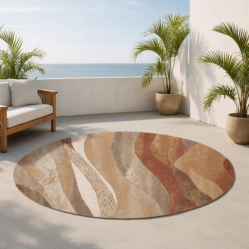 Tapis intérieur et extérieur Horizon Bloom, Rond 5 pi