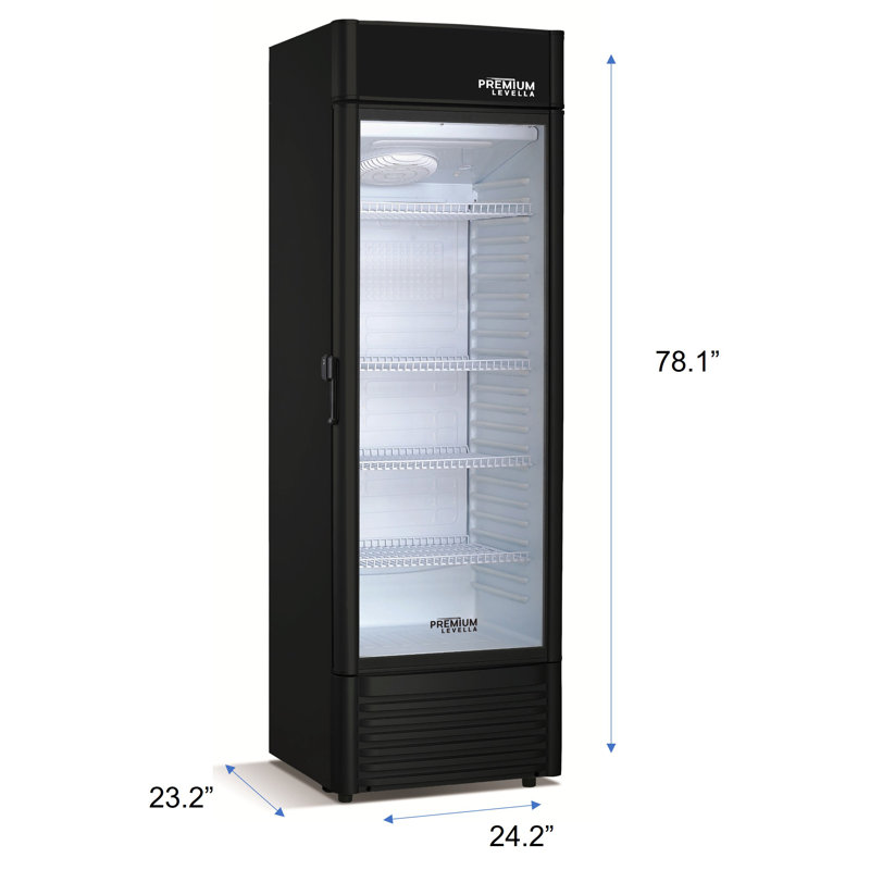 Premium Levella 24.21'' W Freestanding 280 Cans (12 oz.) 12.5 Cubic Feet Beverage Cooler with Glass Door, Black