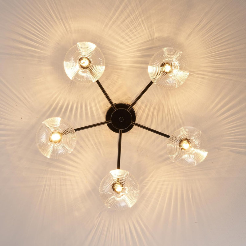 Glass Semi Flush Mount, Matte Black