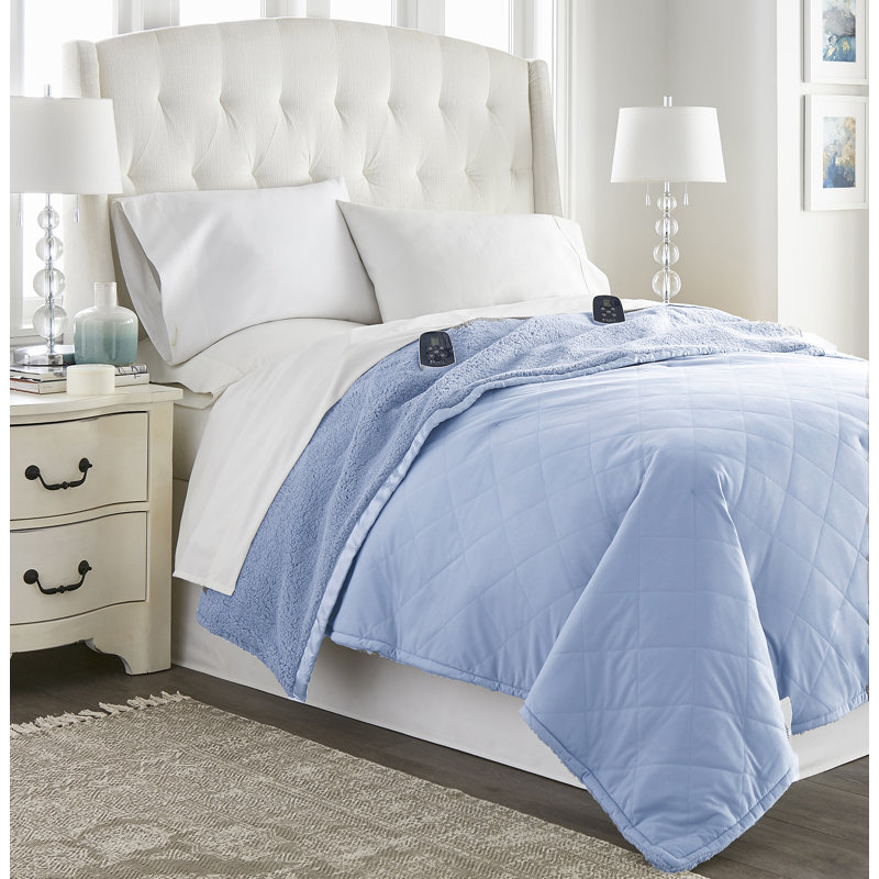 Couverture électrique en sherpa Micro Flannel®, Grand, Wedgewood