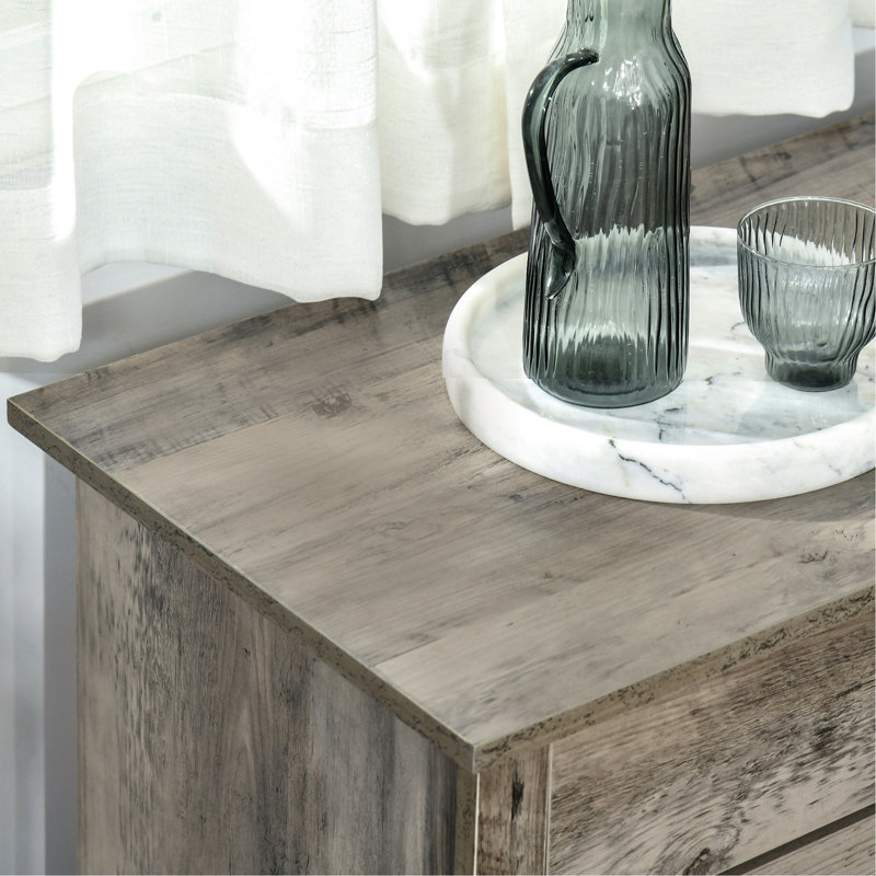 Buffet Farmhouse, armoire à café avec porte de grange et tablette réglable, Double gris foncé délavé