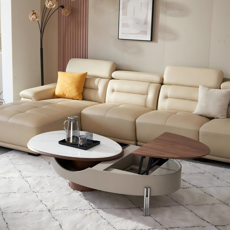 51.18"Adjustable Height Storage Oval Coffee Table