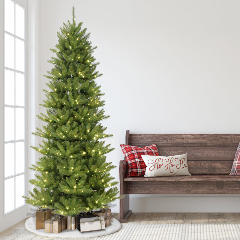 Pre-Lit Artificial Slim Fraser Fir Christmas Tree, 6ft 5" H