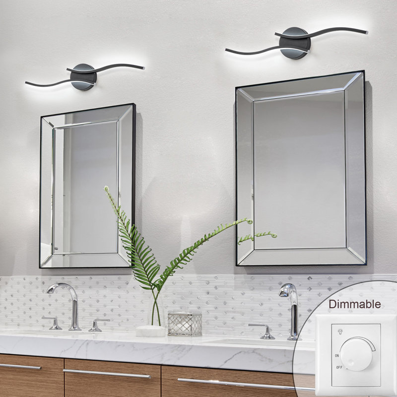 Philpott 2-Light Dimmable LED Vanity Light, Black