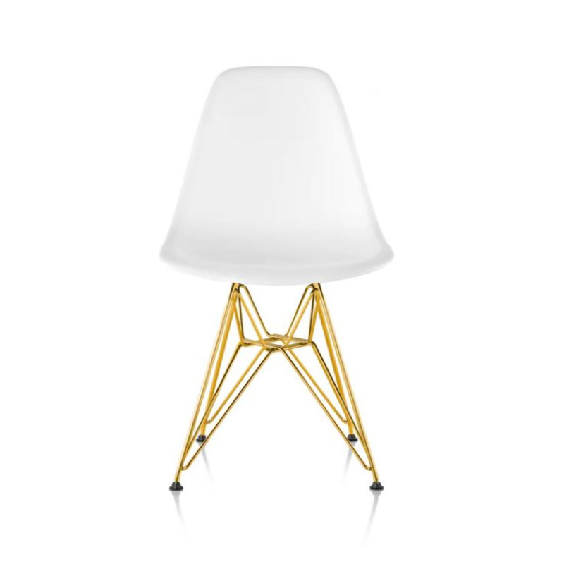 Chaise Krishauna Leffie avec pieds dorés, Blanc