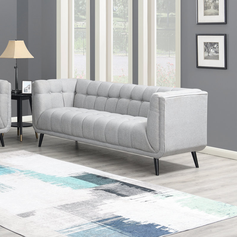 Canapé capitonné moderne Mid-Century, Gris, L 83 po x P 33,5 po x H 33 po