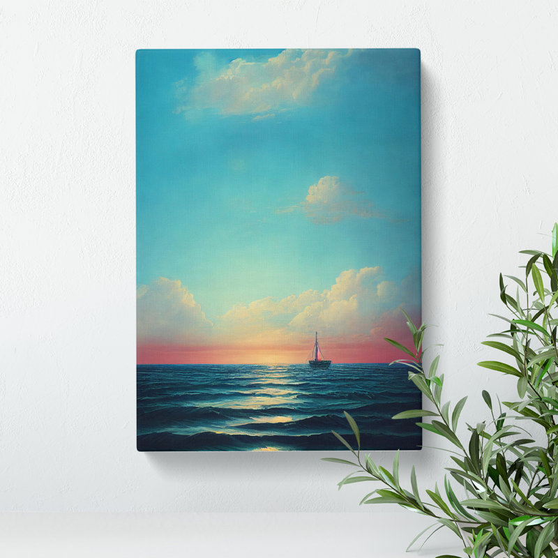 Boat Seascape - Wall Art, Wrapped Canvas, 50cm H x 35cm W x 3cm D, No Matte