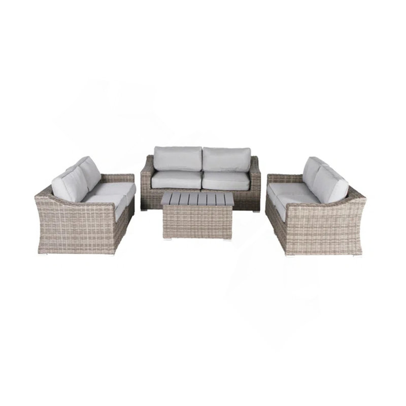 Ensemble 7 pièces de canapé de patio en osier avec coussins 7 pièces confortablement assemblés