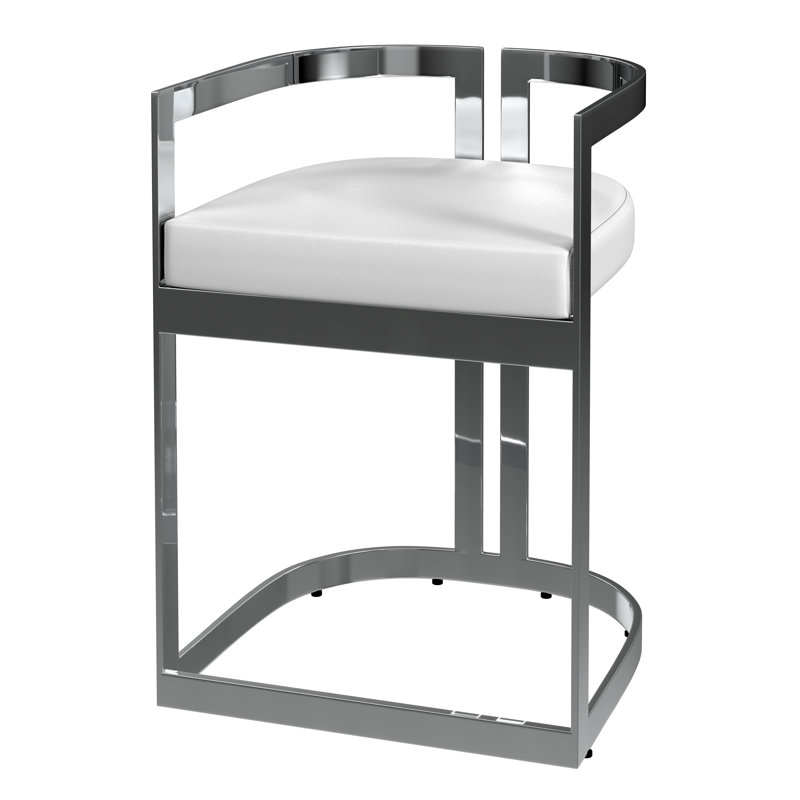 Tabouret de salle à manger 23 po Adammichael, Blanc, Argent