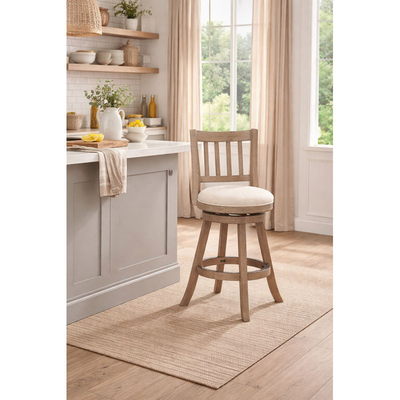 Tabouret de bar / de comptoir Cremilde, Bois flottant brossé au métal et ivoire