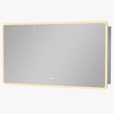 Aura 60 In.w X 32 In. H Rectangular Aluminum Medicine Cabinet With Mirror,wall/recessed, Ul-listed Electrical Outlet