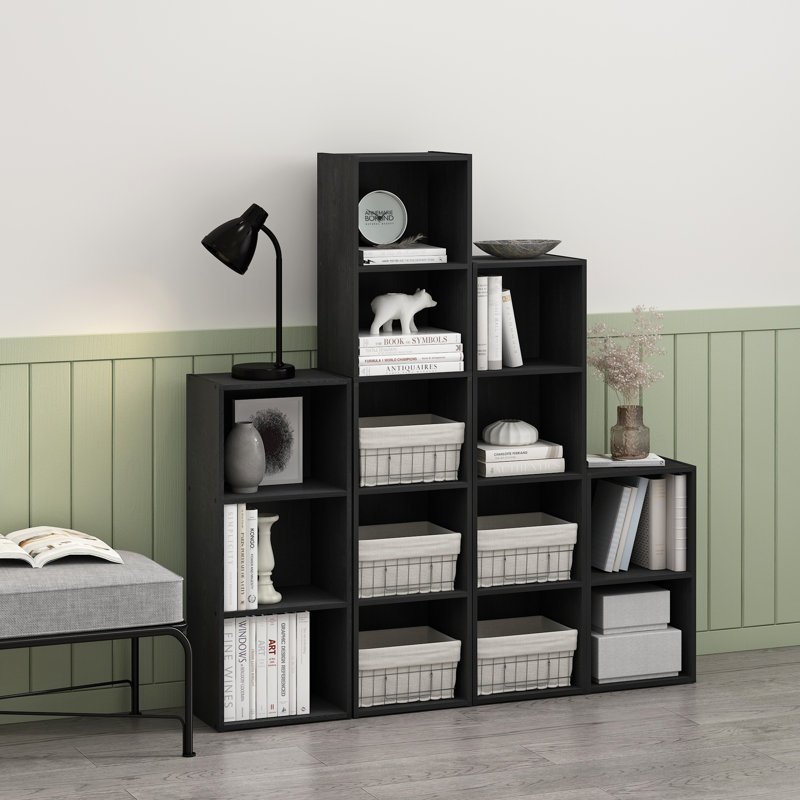 Furinno Pasir 5-Tier Open Shelf Bookcase, Blackwood, Black, (5 Shelves) 52.1" H x 12" W x 9.3" D