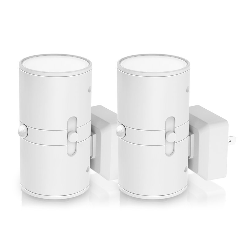 White Cylinder Plug-In Motion Sensor Night Light With Dimmer 3000K
