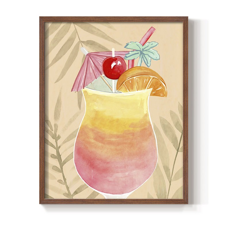 «Tropical Cocktail IV», reproduction encadrée - bois massif, Brun, H 28 po x l 22 po