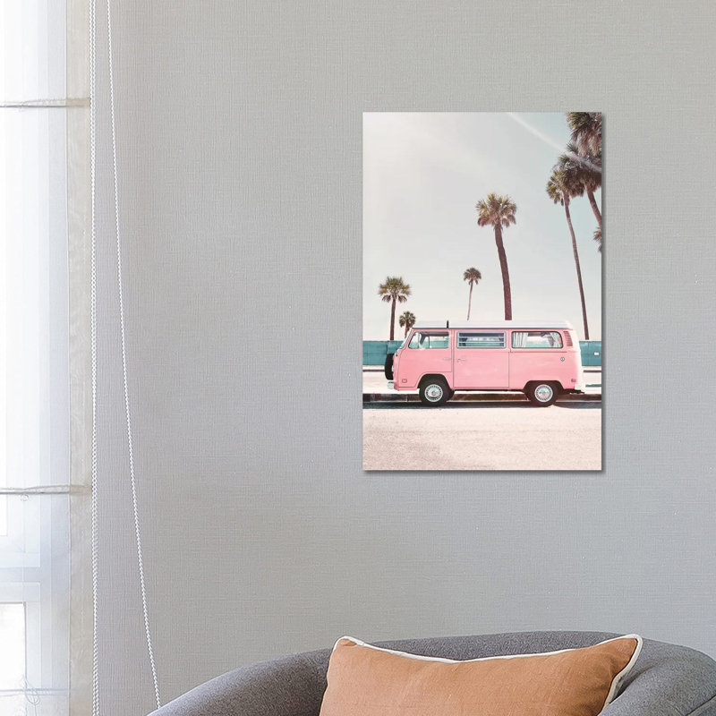«Pink Van» par Sissi & Seb - reproduction de photo, Pas de tapis, H 26 po x l 18 po x 1,5 po, Toile tendue