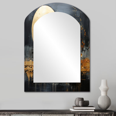 Gold Grey Golden Gleam I - Gold Arch Wall Mirror Decor