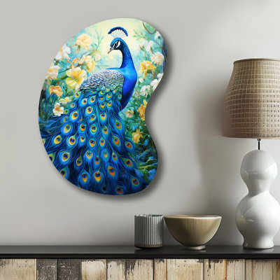Tavarous - Unique Shape Peacock Metal Wall Art, Asymmetrical Metal Wall Sculpture Print