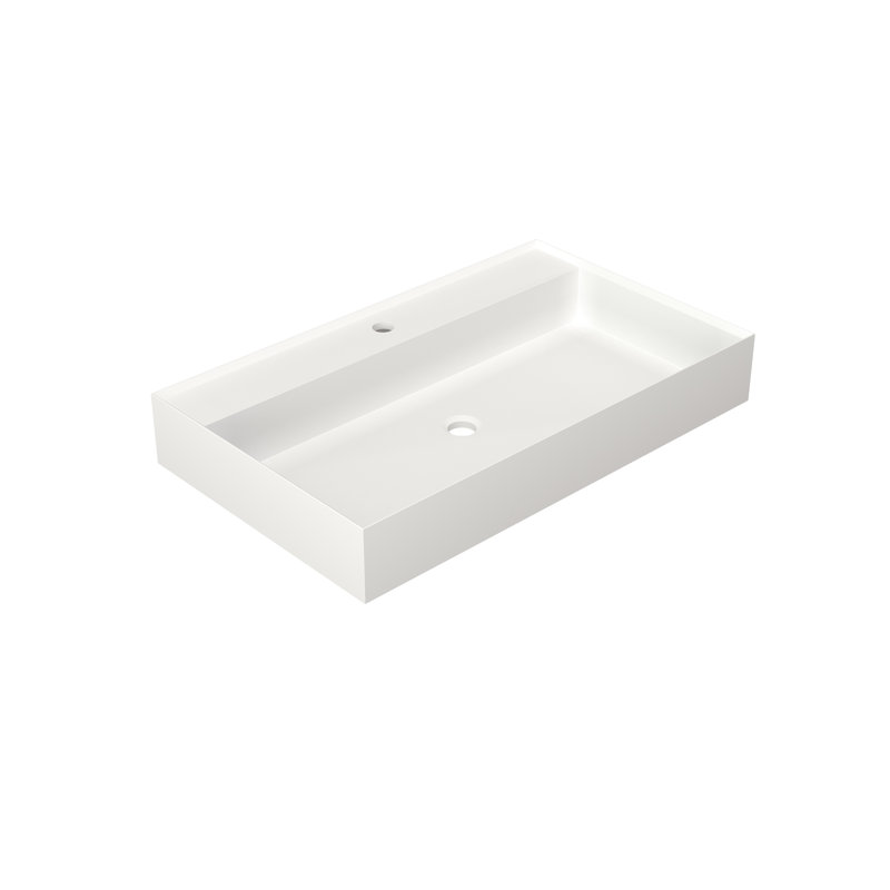 Solid Surface Stone Resin Bathroom Sink Vanity - Matte White, 34.14 Lb, 32.27 In Deep, 19.45 Wide, 4.81 Tall, Suitable For All Designs, To Stains And Scratches, Wall Mounted Or Countertop Setup,