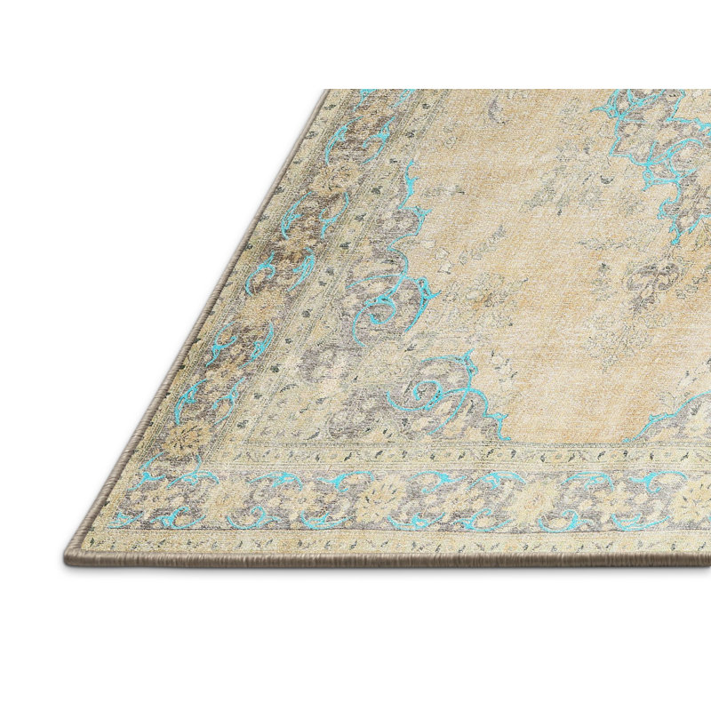 Tapis oriental beige / gris en laine, Rectangle 5 pi x 7 pi