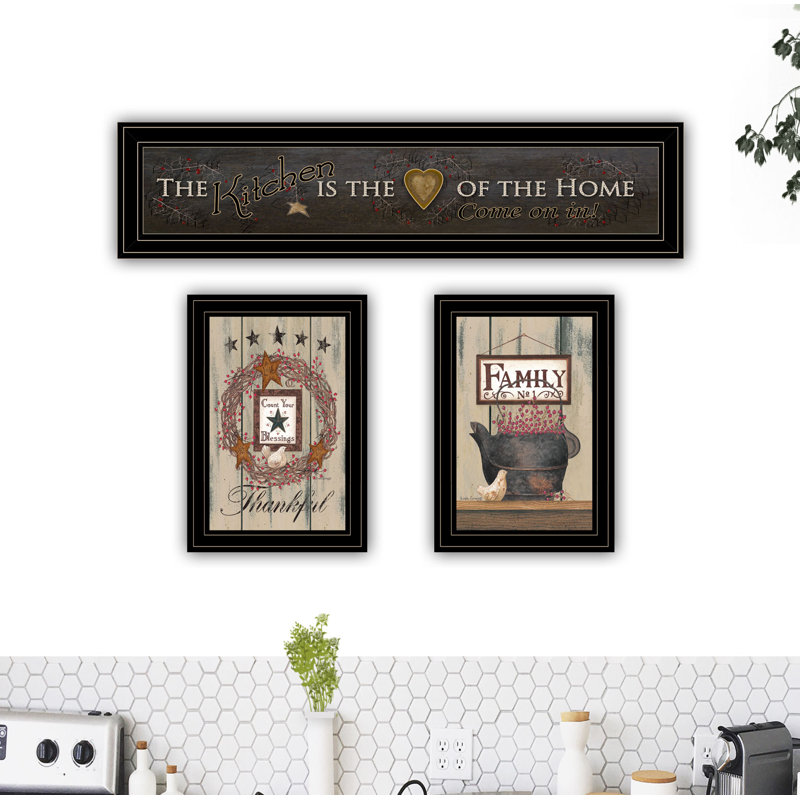 The Primitive Kitchen Vignette - Cadre photo, reproduction d'art sur papier, Cadre noir