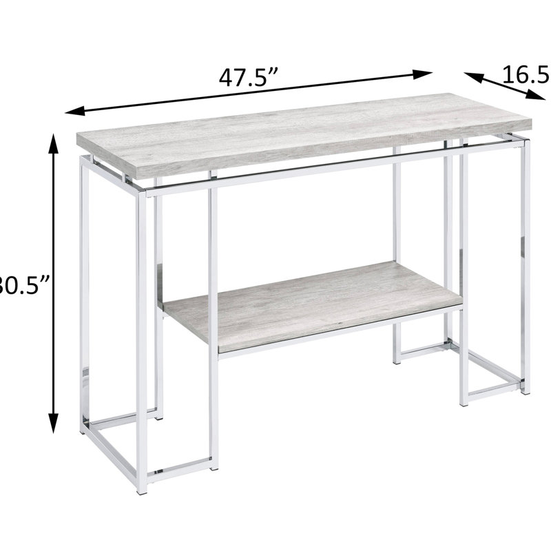 Console grise et argentée avec accents de bois - Ajoutant une touche chaleureuse à votre espace + table de rangement pratique et moderne