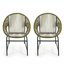 Chaises de salle à manger de patio vertes durables, fer rotin Pe, confort extérieur moderne
