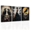 3 pièces d'art mural en toile gothique noir crâne de corbeau, ensemble de photos de crânes, halloween foncé, décoration murale encadrée (12 po x 16 po x 3 po)