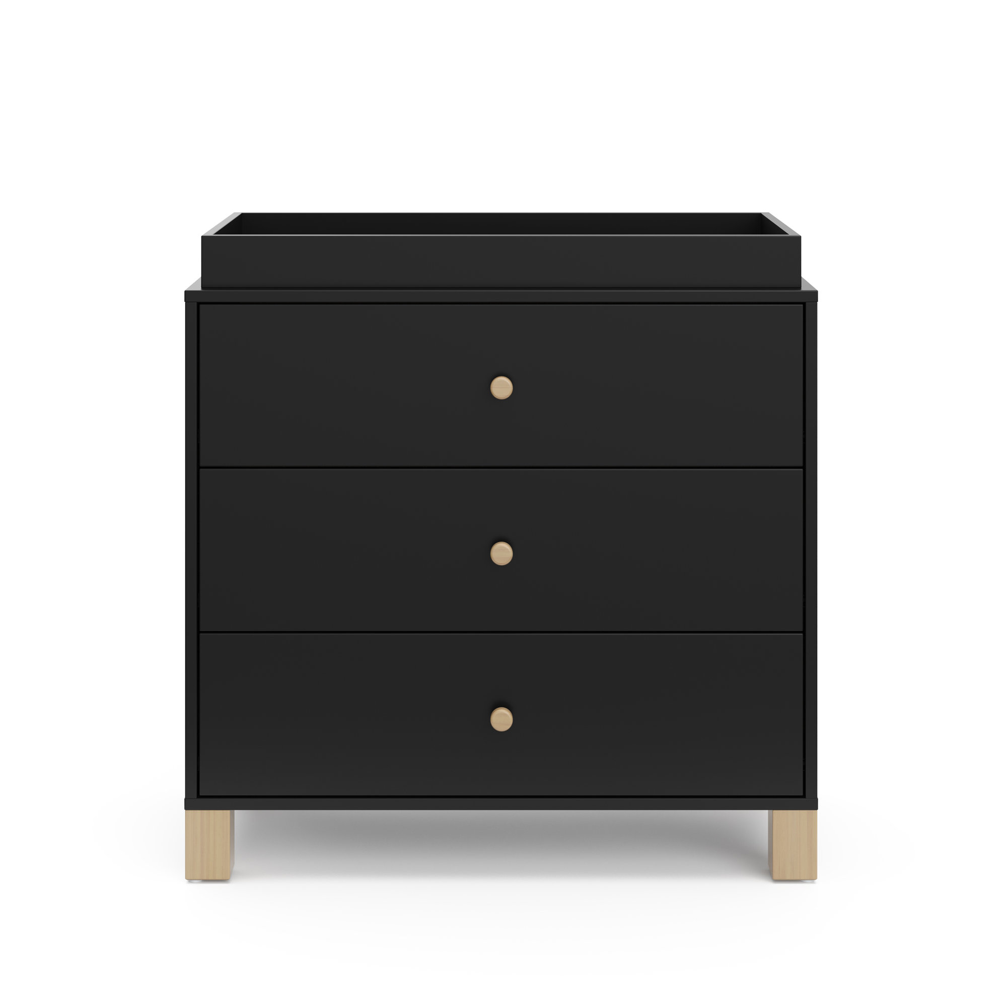 California 3 Drawer Chest With Topper, Black