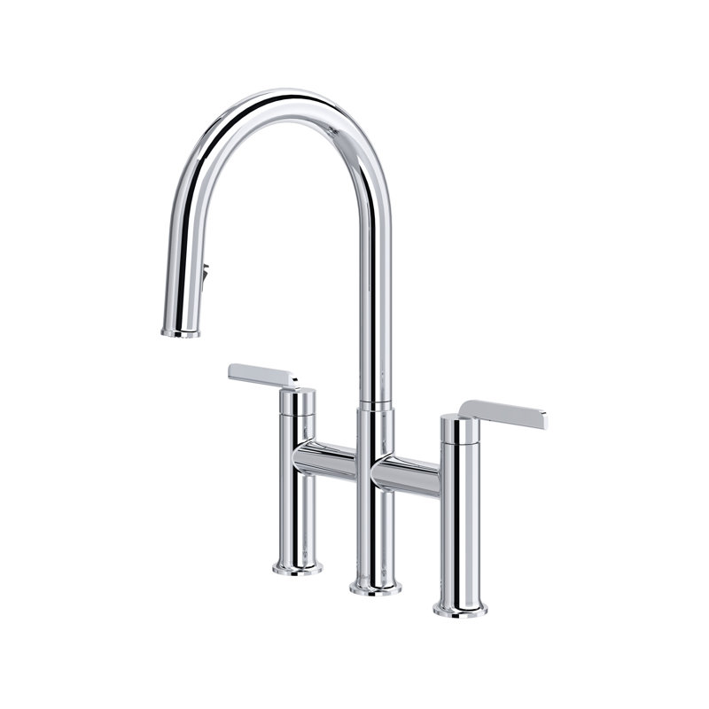 Robinet de cuisine rétractable avec bec en C Authentica Bridge, Chrome