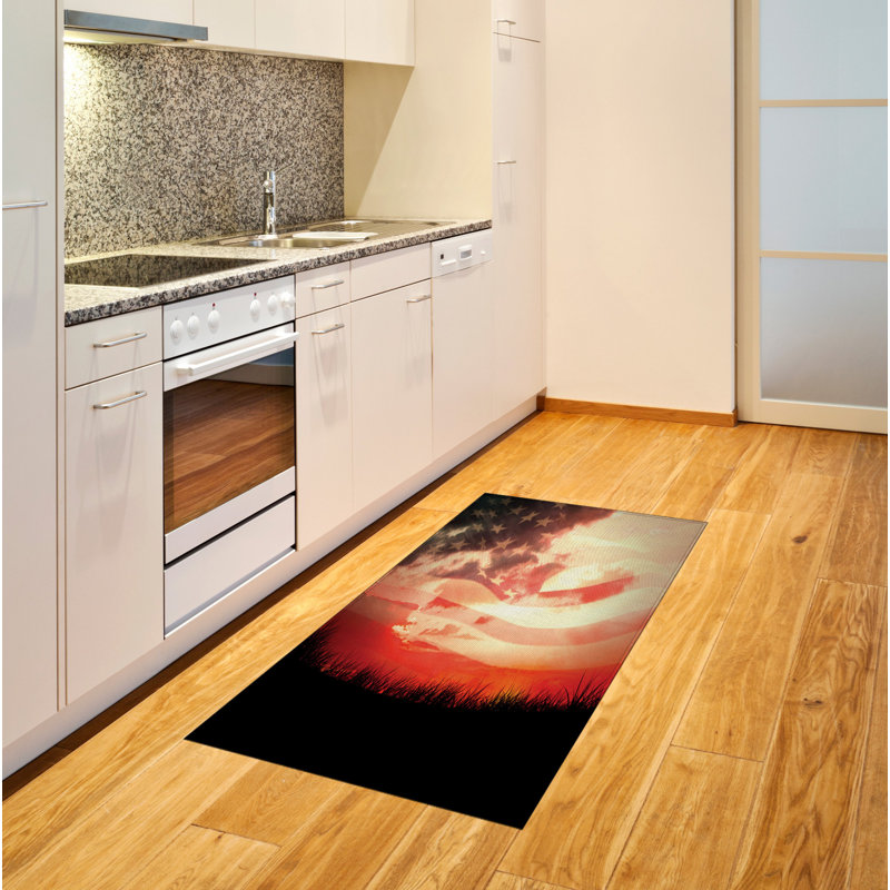 American Flag High Density Long Fiber Poly Threads Decorative Area Rug Carpet, Rectangle 2'7" x 5'