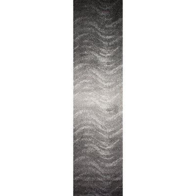 Tapis abstrait Asavira pour le salon, la chambre et la cuisine, gris anthracite / noir