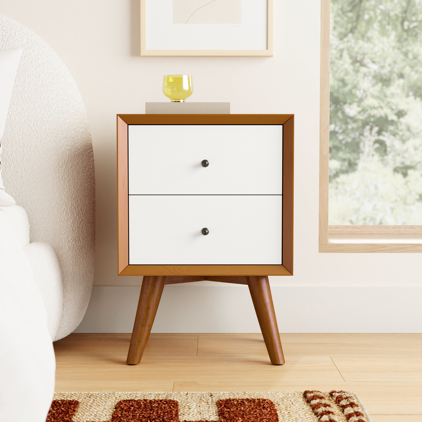 Williams Mahogany Nightstand, Chestnut/White